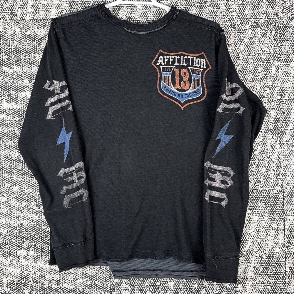 Affliction American Customs Reversible Long Sleeve Shirt Mens‎ 2XL Thermal Knit